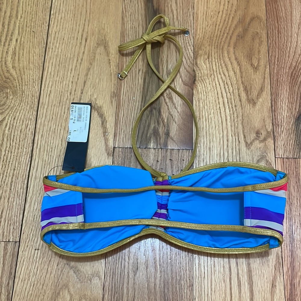 NWT Marc by Marc Jacobs Merida Stripe & Gold Bandeau & Tie Bottom Bikini Set NWT - Picture 11 of 14